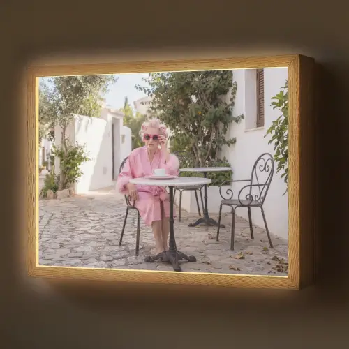 Ochtendjas - Krulspelden - Roze Light Box met batterij (Wandlamp) middel -z3d_website