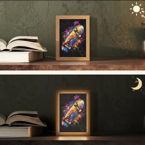 Graffiti - Sport - Skateboard - Skate Light Box met kabel (Tafellamp) klein -sfeer3