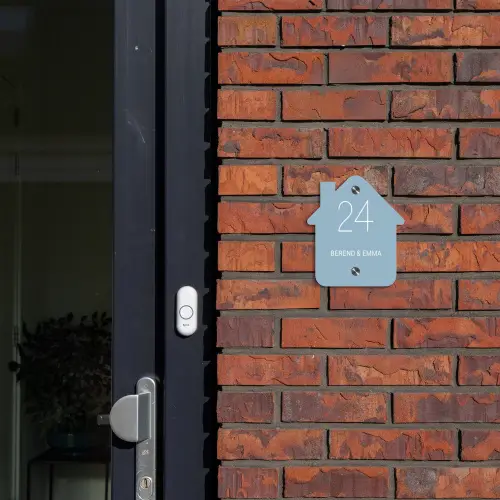 Effen - Lichtblauw - Klassiek Naambord Huisje klein -sfeer2