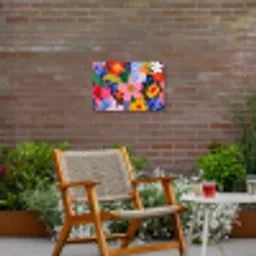 Kleurrijk - Bloemen - Abstract - Stippen Tuinposter op houten frame 2 cm dik klein -sfeer3