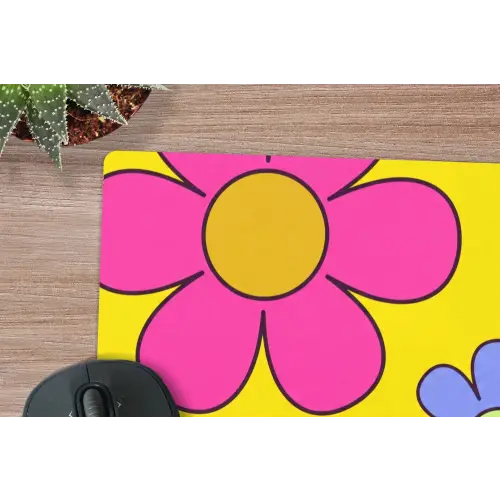 Bloemen - Illustratie - Kleurrijk muismat rubber klein -closeup