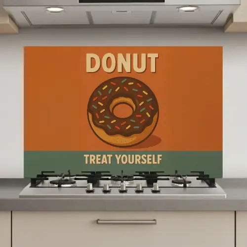 Donut - Spikkels - Kleurrijk - Quote keuken achterwand spatscherm klein -3d_website