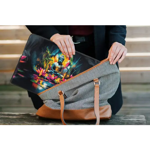 Kaarsen - Bloemen - Buddha - Water laptophoes neopreen klein -tas