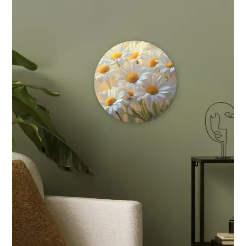 Madeliefjes - Wit - Zonlicht Wandcirkel plexiglas klein -sfeer3