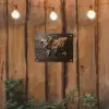 Wereldkaart -  Hout - Mozaïek tuinposter los doek klein -sfeer1