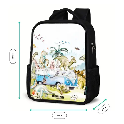 Busje met dino's Rugzak - Zwart middel -productfoto_formaten