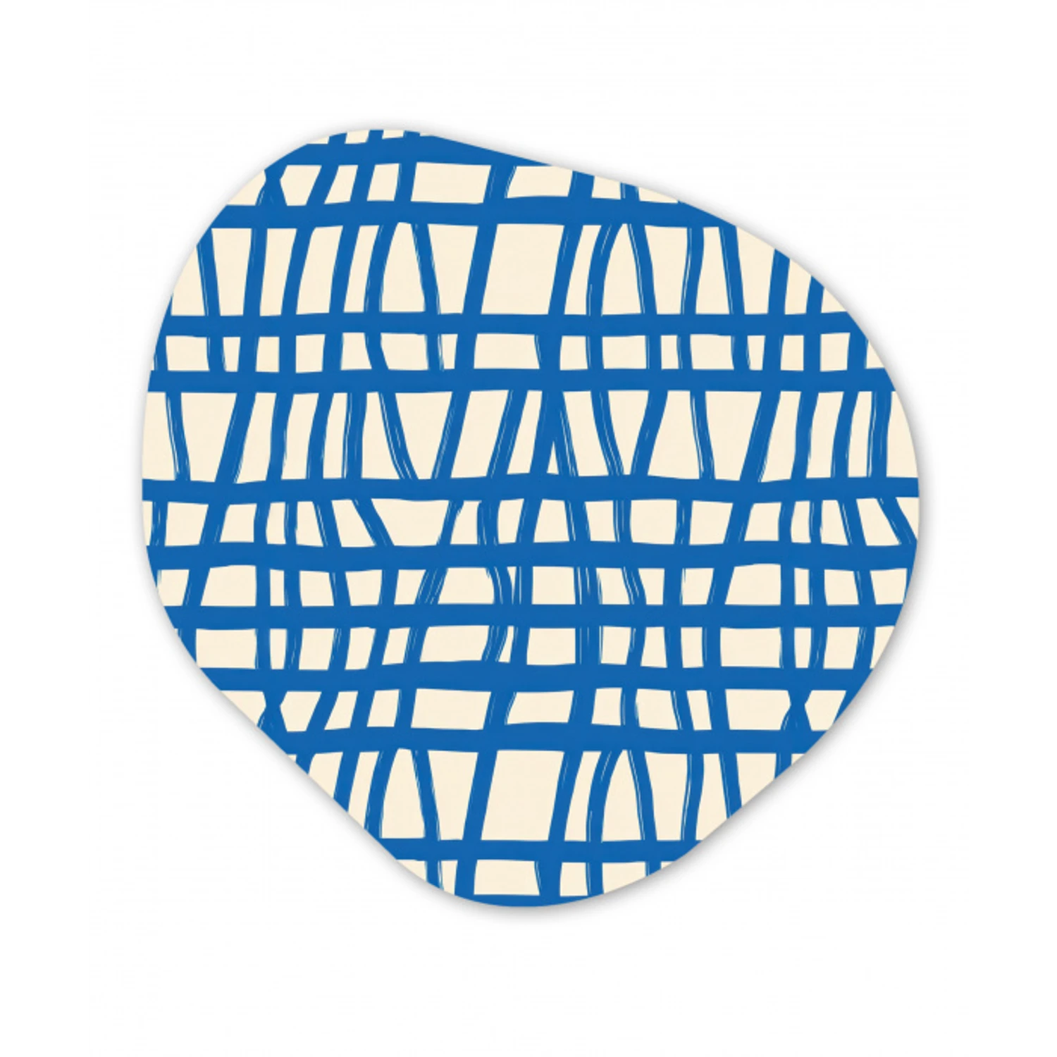 Ruitpatroon - Blauw - Crème Wandcirkel Organisch Forex 3mm klein 629 -3d