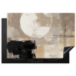 Abstract - Cirkel - Modern - Beige - Zwart - Minimalistisch Inductie beschermer vinyl 3mm klein -3d