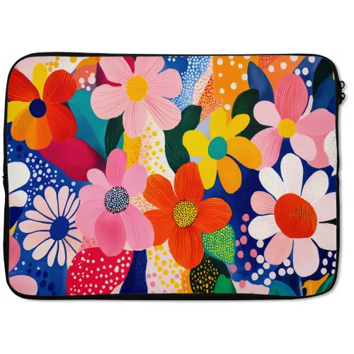 Bloemen - Kleurrijk - Stippen laptophoes neopreen klein -zkaufland3dotto