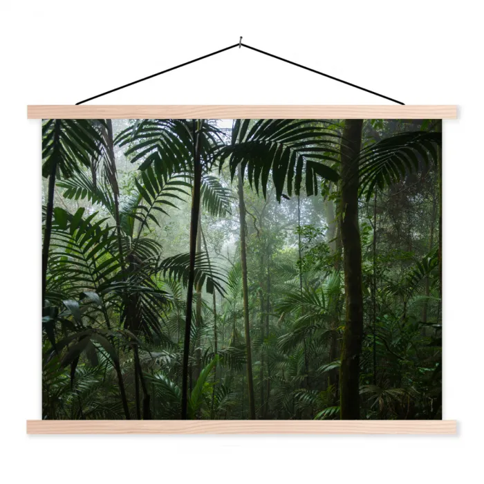 Regenwoud - Tropisch - Jungle - Bomen - Planten textielposter latten blank klein -3d