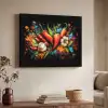 Groente - Peper - Knoflook - Graffiti - Verf - Kleurrijk Textielframe zwart klein -sfeer3
