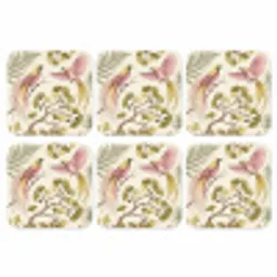 Vogels - Tropisch - Botanisch - Roze onderzetter kurk middel -3d