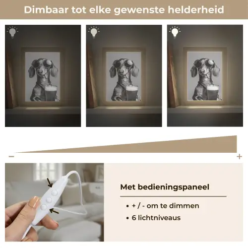 Teckel - Bier - Glas - Bril Light Box met kabel (Tafellamp) klein -USP_dimbaarNL