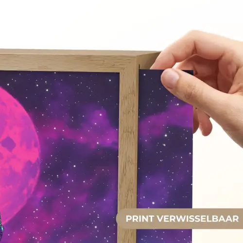 Astronaut - Maan - Roze - Sterrennevels Light Box met batterij (Wandlamp) middel -USP_websiteprintNL