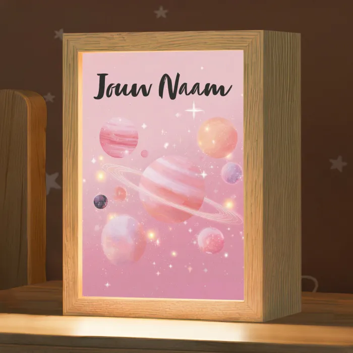 Planeten - Roze - Sterren Light Box met kabel (Kinderlampje) klein -zzz_3d_website