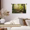 Bos - Bomen - Pad - Zon - Planten - Bladeren - Natuur Wandkleed katoen klein -sfeer1