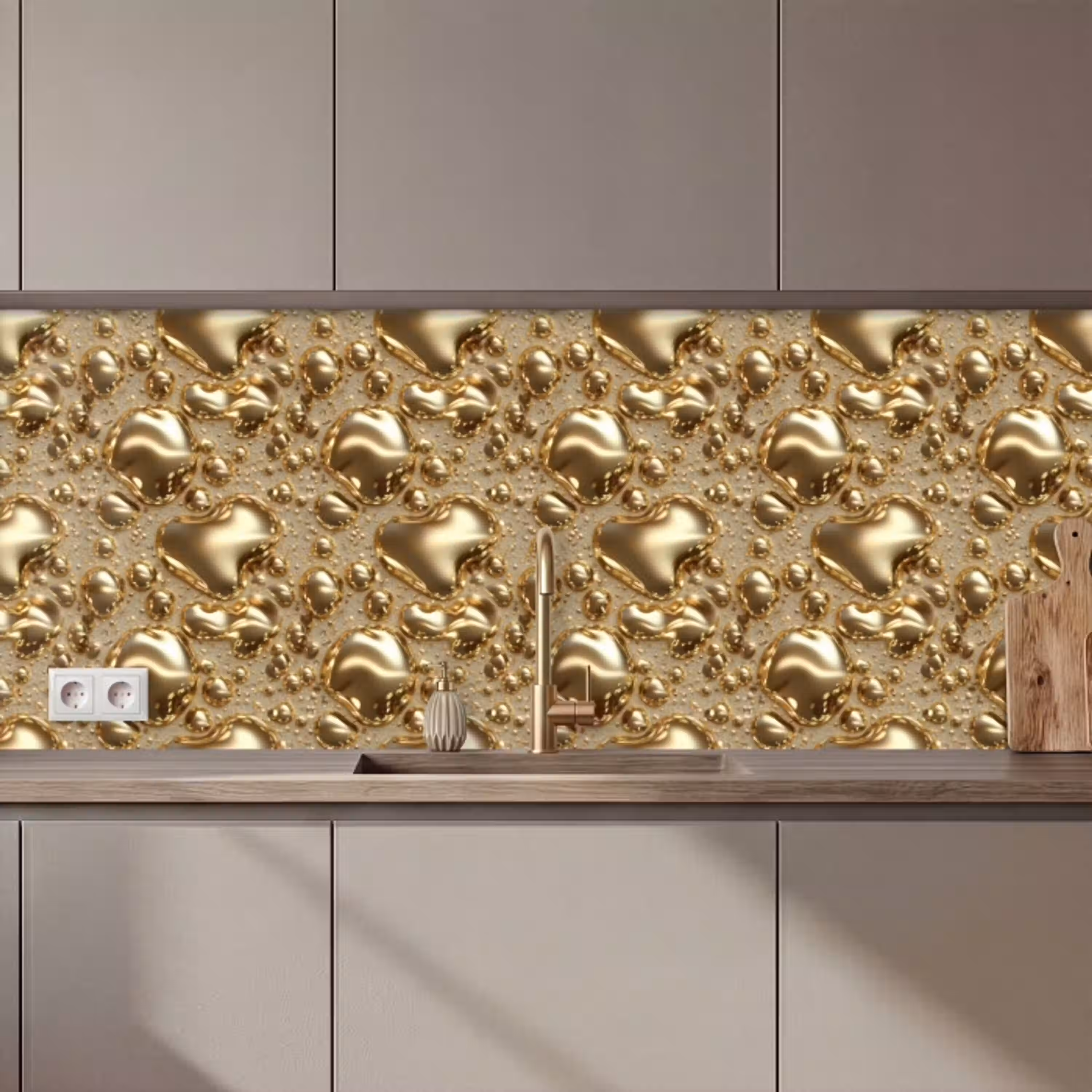 Druppels - Organisch - Goud keuken achterwand 2 middel 871 zz_3dshopping