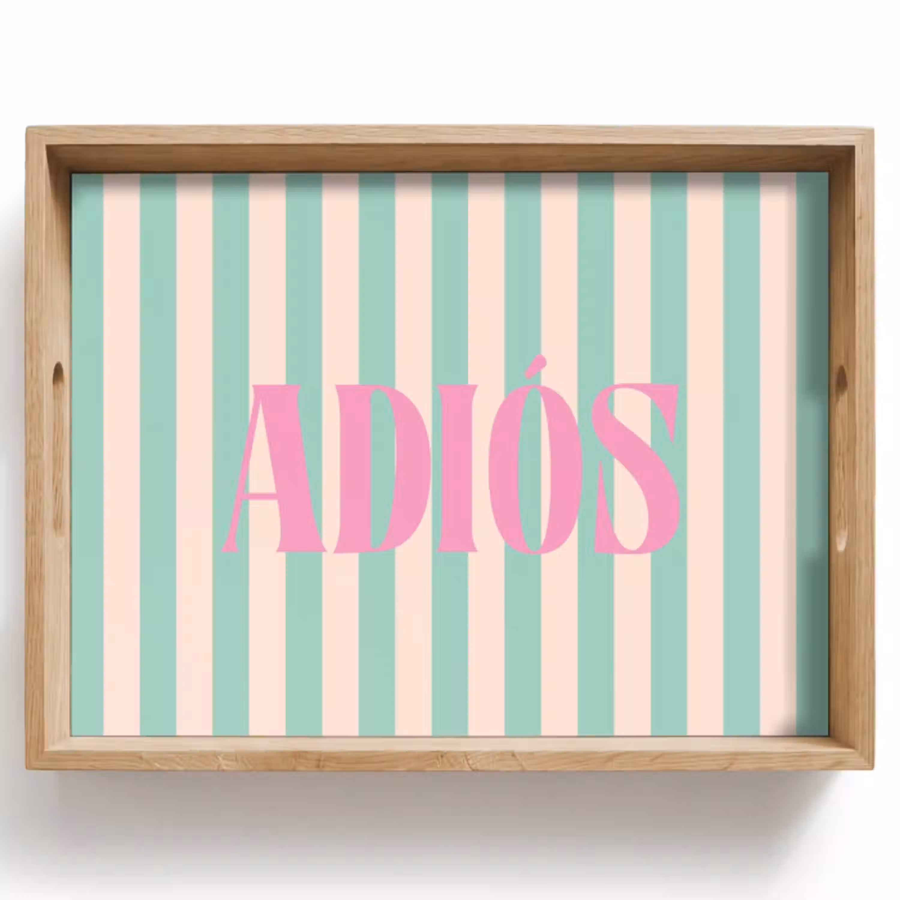 Groen - Strepen - Roze Dienblad Rechthoek middel -z3d_shopping