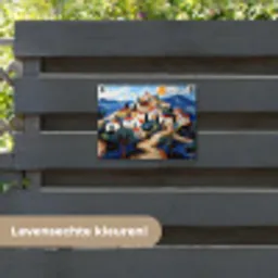 Dorp - Heuvelachtig - Zon - Mozaïek tuinposter los doek klein -sfeer3