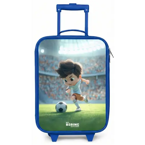 Jongen - Voetbal - Stadion - Zonlicht Kinderkoffer - Blauw klein -zz3dotto