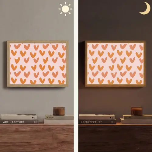 Hartjes - Getekend - Oranje Light Box met batterij (Wandlamp) middel 907 -sfeer3