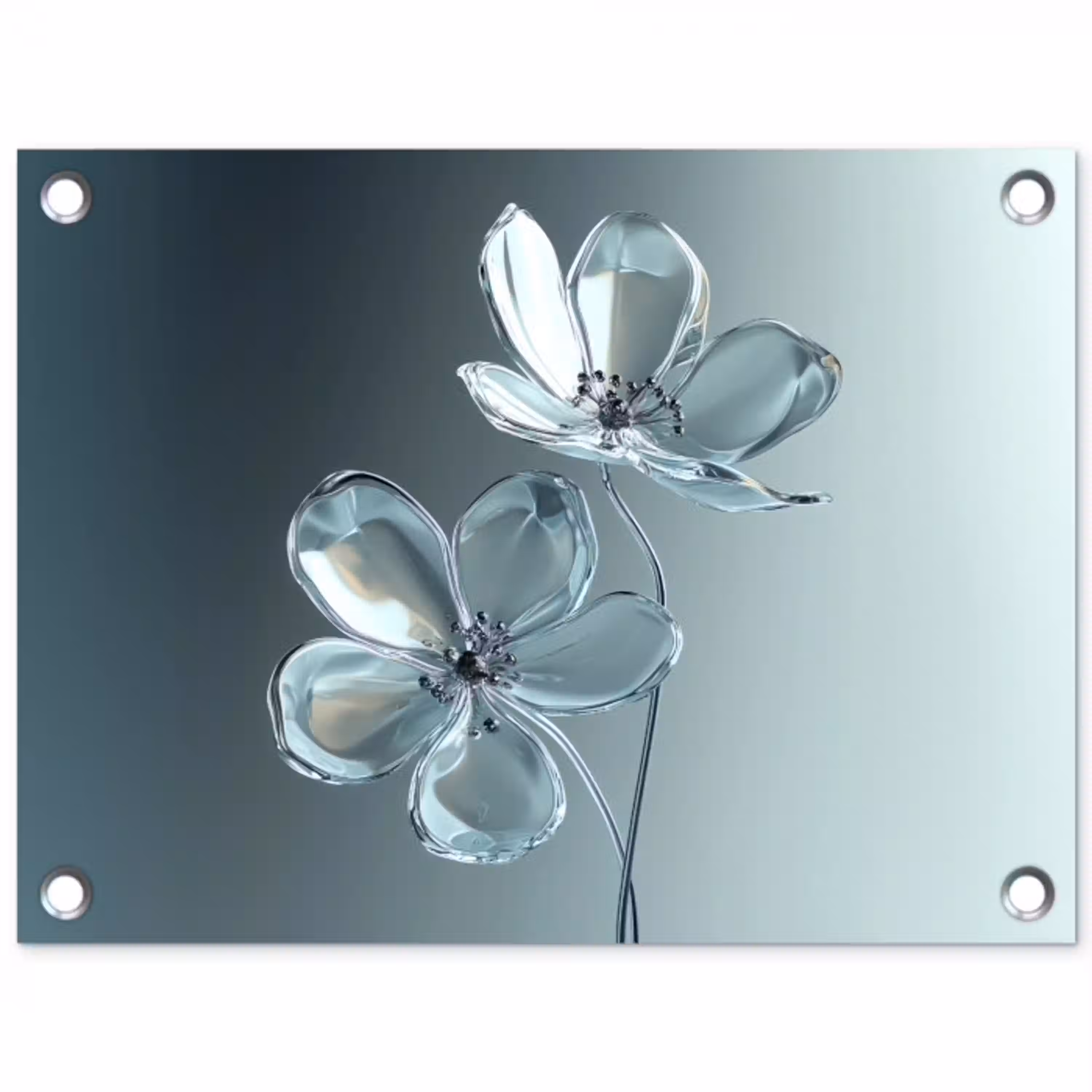 Kristal - Bloemen - Grijs tuinposter los doek klein -3d