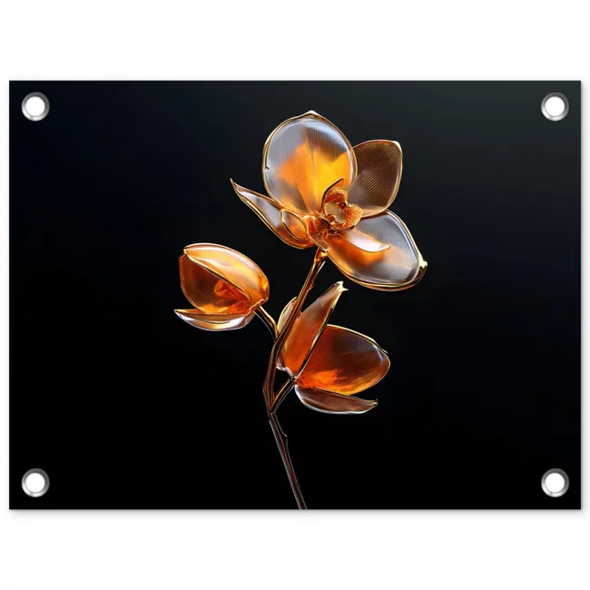 Bloem - Orchidee - Oranje tuinposter los doek klein -3d