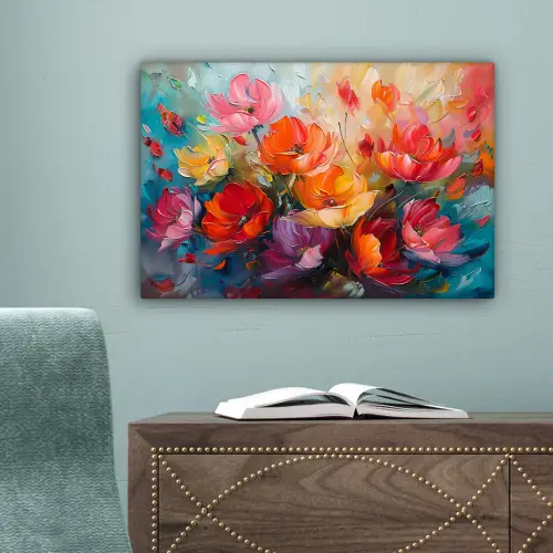 Bloemen - Kunst - Watercolor - Botanisch canvas 2cm klein -sfeer4