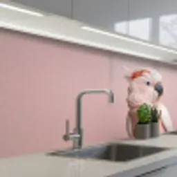 Kaketoe - Portret - Roze keuken achterwand 2 middel -3d_schuin