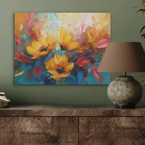 Bloemen - Dahlia - Kunst - Oranje - Watercolor PET vilt klein -sfeer2