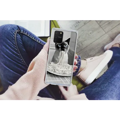 Kat - Siamees - Zwart Wit - Schattig - Dieren Telefoonhoesje Samsung Galaxy S10 Lite klein -handS10Lite