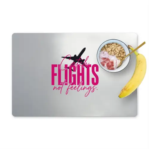 Catch flights not feelings - Vliegtuig - Roze Placemat vinyl groot -zzzproduct_Kitchenyeah-website