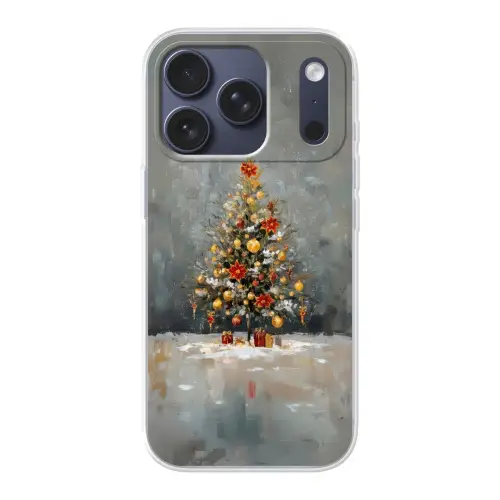 Kerstboom - Cadeaus - Rood - Goud Telefoonhoesje iPhone 17 Pro klein -3d
