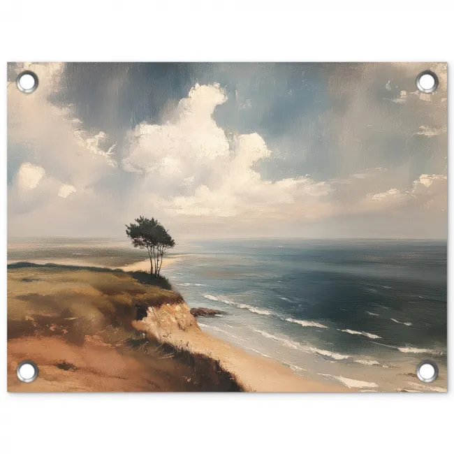 Klif - Zee - Boom tuinposter los doek klein -3d