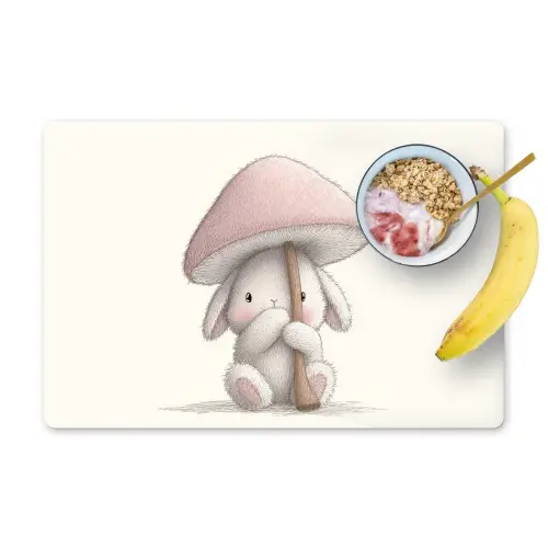 Paddenstoel - Konijn - Roze Placemat vinyl groot -zzzproduct_Kitchenyeah-website