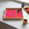 Zebraprint - Roze - Oranje - Dierenprint Dienblad Rechthoek middel -sfeer2