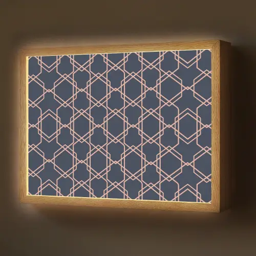 Modern - Patroon - Donkerblauw - Roze Light Box met batterij (Wandlamp) middel 907 -z3d_website