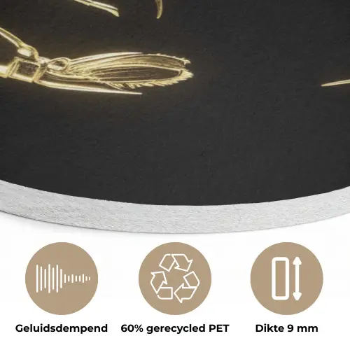 Garnalen - Zwart - Goud - Dieren Akoestische PET Vilt - Rond klein -closeup_NL