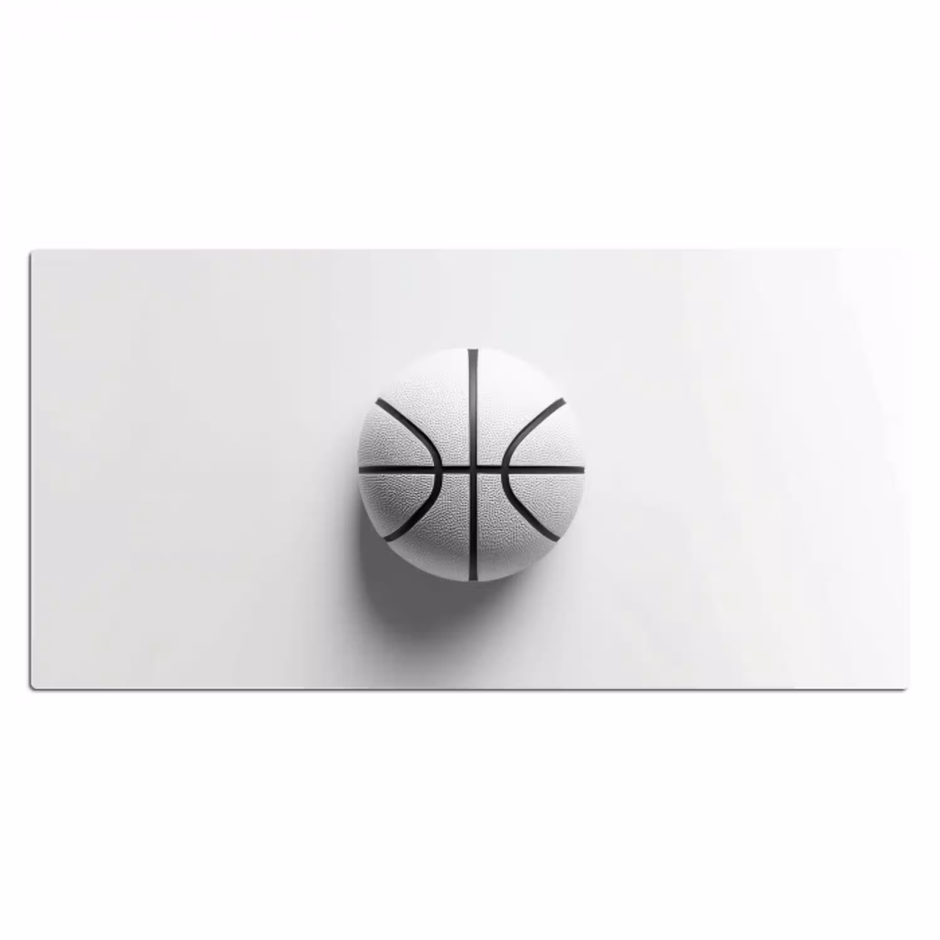 Basketbal - Wit - Schaduw - Lijnen Muismat XXL klein -3d_leeg