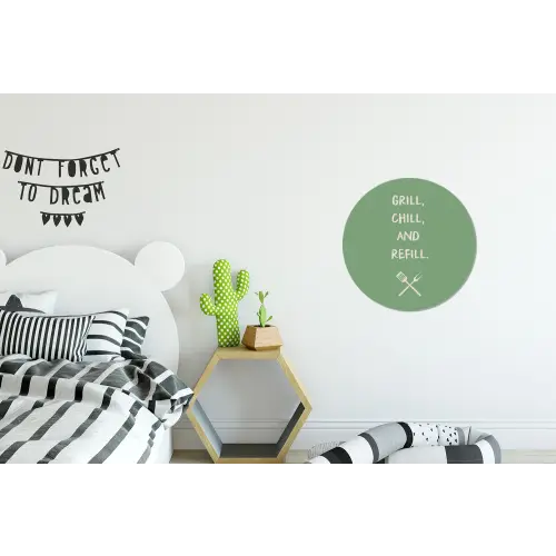 Grill - Groen - Zomer - Quote Wandcirkel aluminium klein -kinderkamer