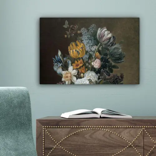 Stilleven met bloemen - Schilderij van Eelke Jelles Eelkema canvas 2cm klein -sfeer4