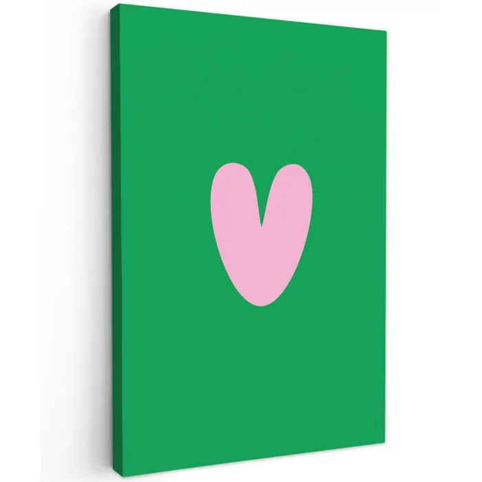 Groen - Hart - Minimalistisch - Valentijn canvas 2cm klein -z3d
