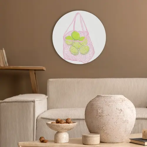Netzakje - Roze - Illustratie - Limoenen Akoestische PET Vilt - Rond klein -sfeer1
