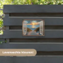 Doorkijk - Strand - Pad - Zonsondergang tuinposter los doek klein -sfeer3
