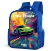 Sportauto - Groen - Verfstrepen - Kleuren Kinderrugzak - Blauw middel -schuin