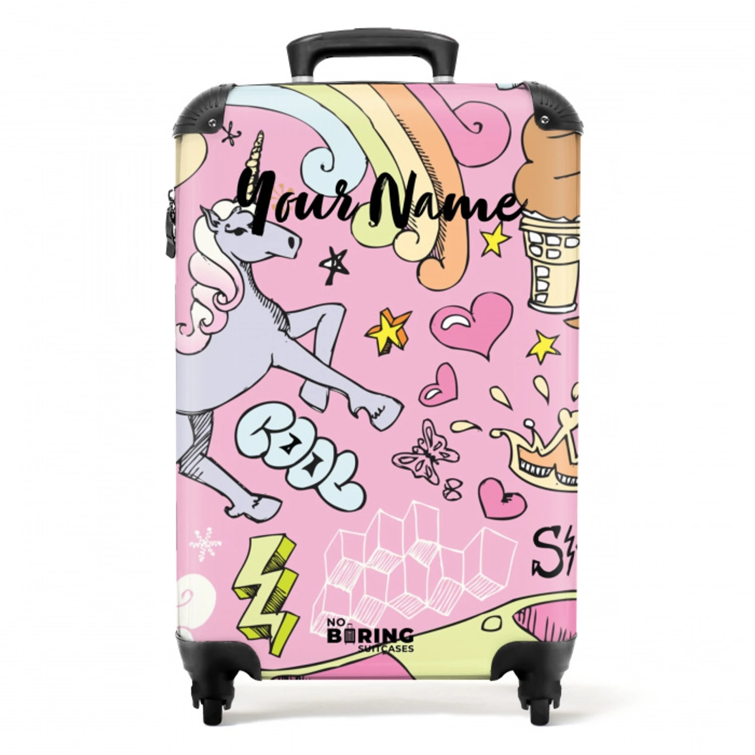 Unicorn doodles NBS - Handbagage koffer - Kinderen Unisex middel -productfoto_recht