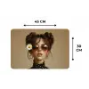 Vrouw - Beige - Bloem - Modern - Portret Placemat vinyl groot -specs