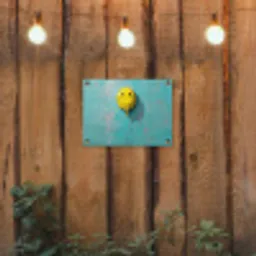 Ballon - Geel - Smiley tuinposter los doek klein -sfeer1