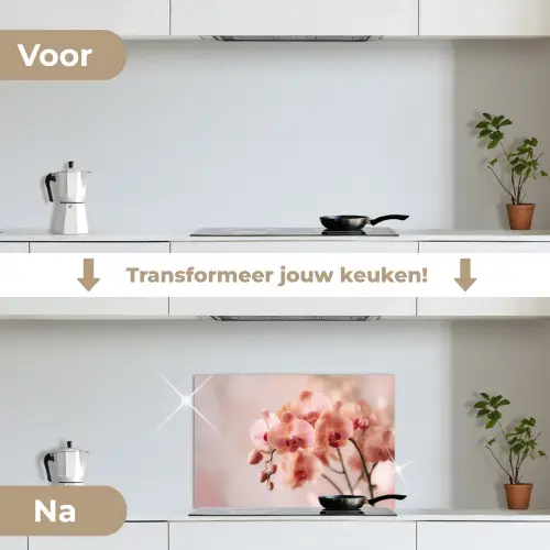 Orchidee - Bloemen - Roze - Bloemblaadjes keuken achterwand spatscherm klein -voor_na_NL