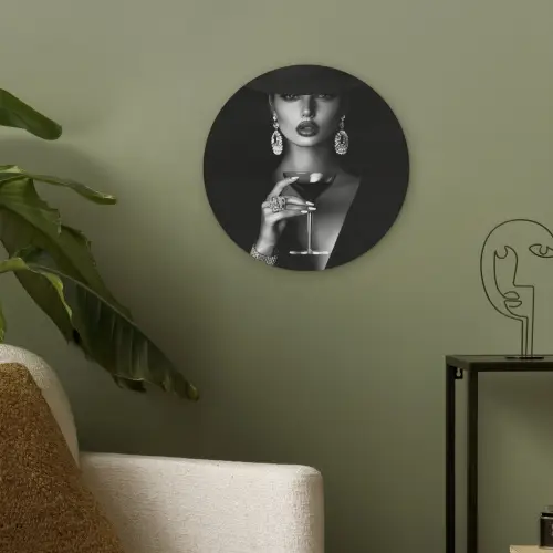 Vrouw - Cocktail - Chic Akoestische PET Vilt - Rond klein -sfeer2